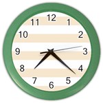 Horizontal Stripes - White and Champagne Orange Color Wall Clock