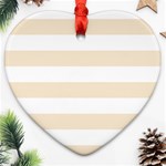 Horizontal Stripes - White and Champagne Orange Ornament (Heart)