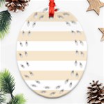 Horizontal Stripes - White and Champagne Orange Ornament (Bell) Ornament (Oval Filigree)