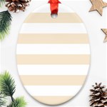 Horizontal Stripes - White and Champagne Orange Ornament (Oval)