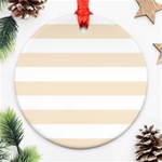 Horizontal Stripes - White and Champagne Orange Round Ornament (Two Sides)