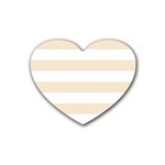 Horizontal Stripes - White and Champagne Orange Heart Coaster (4 pack)