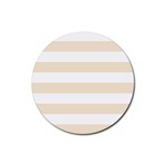 Horizontal Stripes - White and Champagne Orange Rubber Coaster (Round)