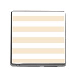 Horizontal Stripes - White and Champagne Orange Memory Card Reader (Square)