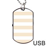 Horizontal Stripes - White and Champagne Orange Dog Tag USB Flash (One Side)