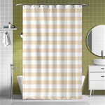 Horizontal Stripes - White and Champagne Orange Shower Curtain 48  x 72  (Small)
