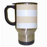 Horizontal Stripes - White and Champagne Orange Travel Mug (White)