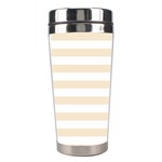 Horizontal Stripes - White and Champagne Orange Stainless Steel Travel Tumbler