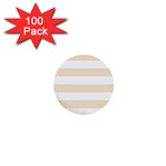 Horizontal Stripes - White and Champagne Orange 1  Mini Button (100 pack)