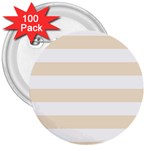 Horizontal Stripes - White and Champagne Orange 3  Button (100 pack)