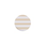 Horizontal Stripes - White and Champagne Orange 1  Mini Magnet