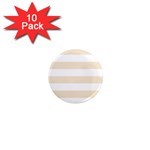 Horizontal Stripes - White and Champagne Orange 1  Mini Magnet (10 pack)