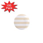 Horizontal Stripes - White and Champagne Orange 1  Mini Magnet (100 pack)