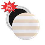 Horizontal Stripes - White and Champagne Orange 2.25  Magnet (100 pack)