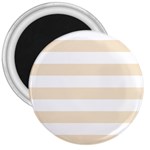 Horizontal Stripes - White and Champagne Orange 3  Magnet