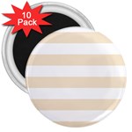Horizontal Stripes - White and Champagne Orange 3  Magnet (10 pack)