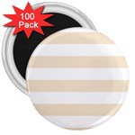 Horizontal Stripes - White and Champagne Orange 3  Magnet (100 pack)