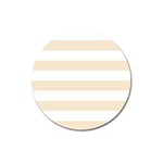 Horizontal Stripes - White and Champagne Orange Magnet 3  (Round)