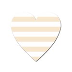 Horizontal Stripes - White and Champagne Orange Magnet (Heart)