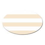 Horizontal Stripes - White and Champagne Orange Magnet (Oval)