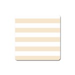 Horizontal Stripes - White and Champagne Orange Magnet (Square)