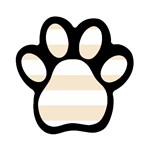 Horizontal Stripes - White and Champagne Orange Magnet (Paw Print)