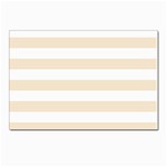 Horizontal Stripes - White and Champagne Orange Postcards 5  x 7  (Pkg of 10)