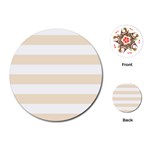Horizontal Stripes - White and Champagne Orange Playing Cards (Round)