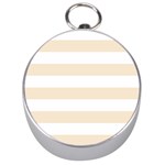 Horizontal Stripes - White and Champagne Orange Silver Compass