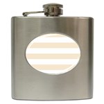 Horizontal Stripes - White and Champagne Orange Hip Flask (6 oz)