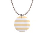 Horizontal Stripes - White and Peach Orange 1  Button Necklace