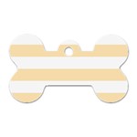 Horizontal Stripes - White and Peach Orange Dog Tag Bone (One Side)