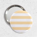 Horizontal Stripes - White and Peach Orange 2.25  Handbag Mirror