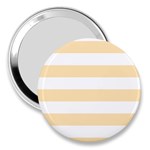 Horizontal Stripes - White and Peach Orange 3  Handbag Mirror