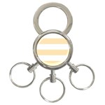 Horizontal Stripes - White and Peach Orange 3-Ring Key Chain