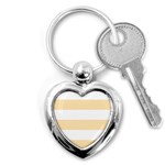 Horizontal Stripes - White and Peach Orange Key Chain (Heart)