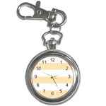 Horizontal Stripes - White and Peach Orange Key Chain Watch