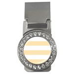 Horizontal Stripes - White and Peach Orange Money Clip (CZ)