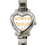 Horizontal Stripes - White and Peach Orange Heart Italian Charm Watch
