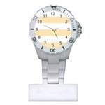 Horizontal Stripes - White and Peach Orange Nurses Watch