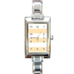 Horizontal Stripes - White and Peach Orange Rectangle Italian Charm Watch
