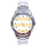 Horizontal Stripes - White and Peach Orange Stainless Steel Analogue Watch