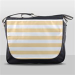 Horizontal Stripes - White and Peach Orange Messenger Bag