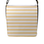 Horizontal Stripes - White and Peach Orange Flap Closure Messenger Bag (L)