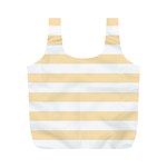 Horizontal Stripes - White and Peach Orange Full Print Recycle Bag (M)