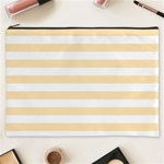 Horizontal Stripes - White and Peach Orange Cosmetic Bag (XXXL)
