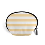 Horizontal Stripes - White and Peach Orange Accessory Pouch (Small)