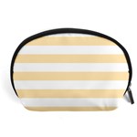 Horizontal Stripes - White and Peach Orange Accessory Pouch (Large)