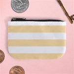Horizontal Stripes - White and Peach Orange Mini Coin Purse