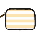 Horizontal Stripes - White and Peach Orange Digital Camera Leather Case